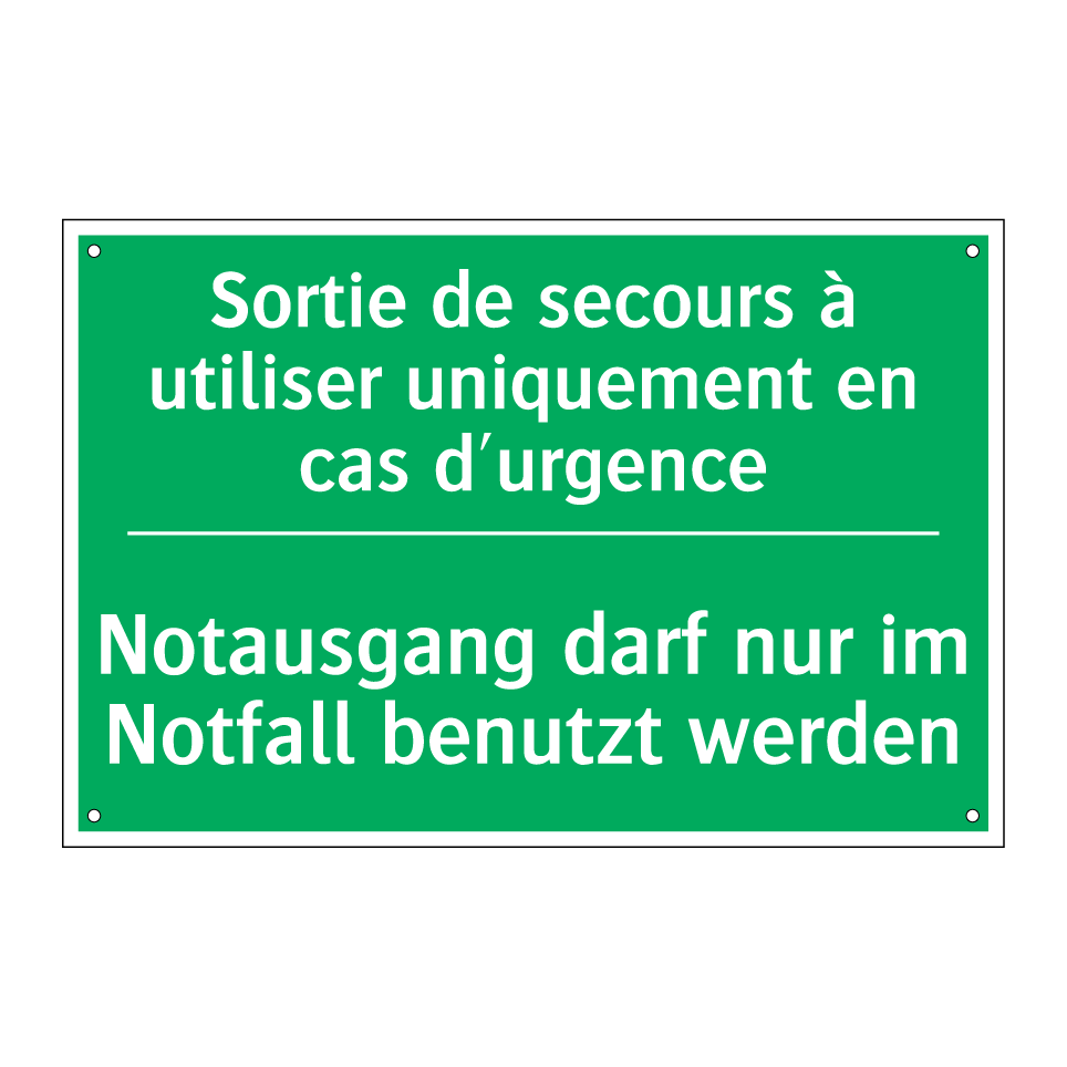 Notausgang darf nur im Notfall  /.../ - Sortie de secours à utiliser uniquement  /.../