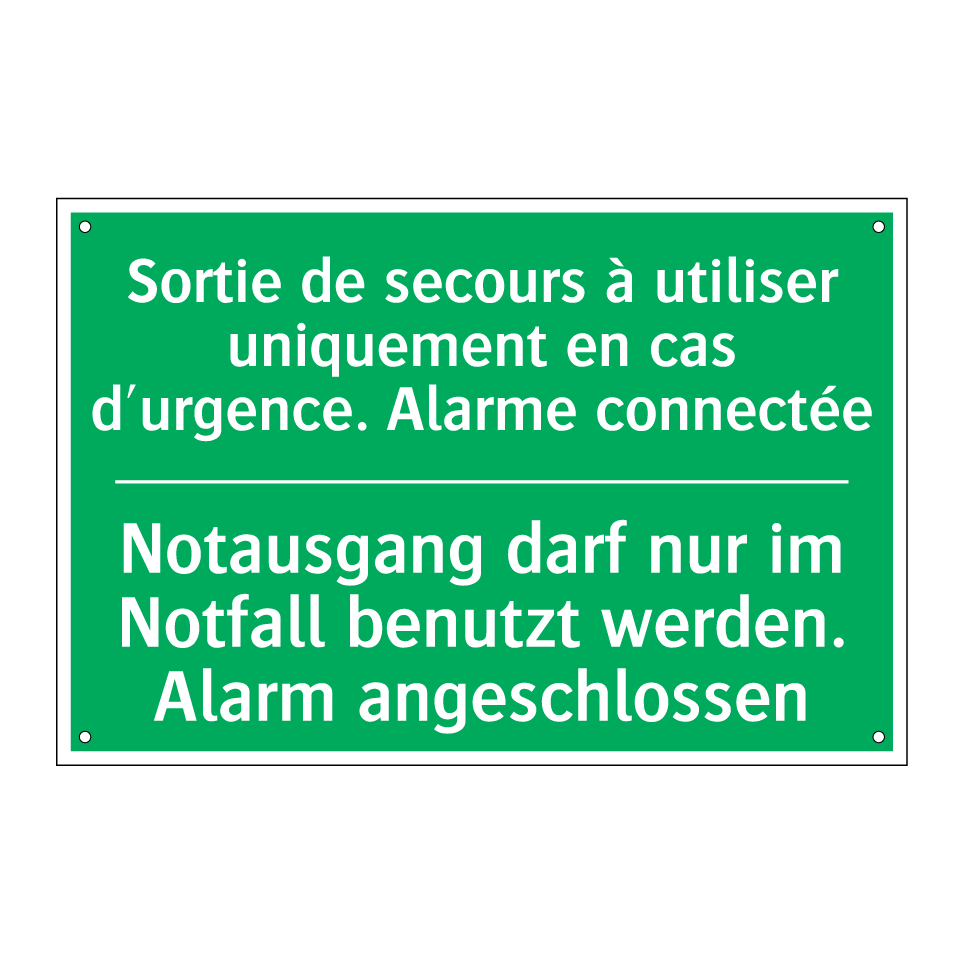 Notausgang darf nur im Notfall  /.../ - Sortie de secours à utiliser uniquement  /.../