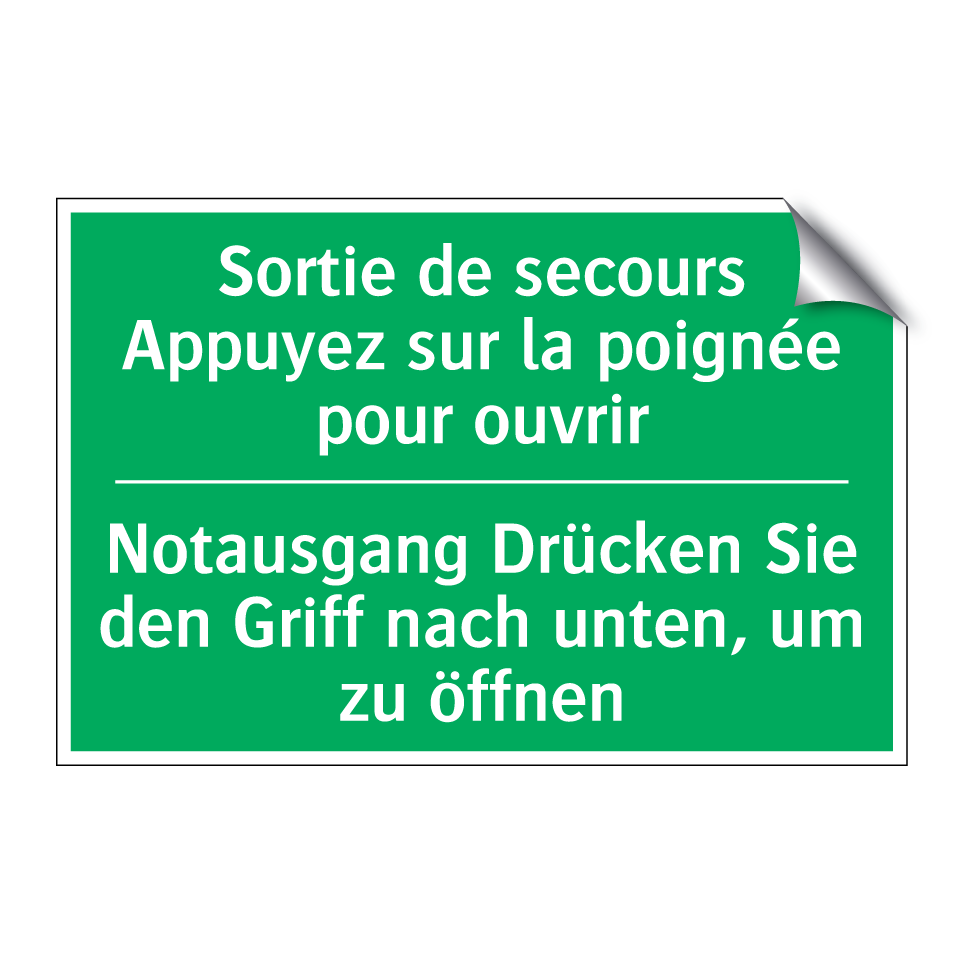Notausgang Drücken Sie den Griff  /.../ - Sortie de secours Appuyez sur  /.../