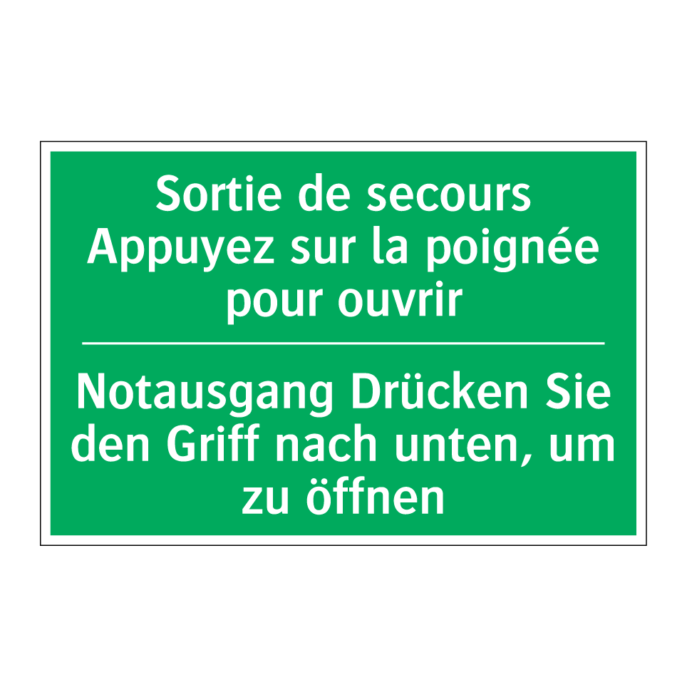 Notausgang Drücken Sie den Griff  /.../ - Sortie de secours Appuyez sur  /.../