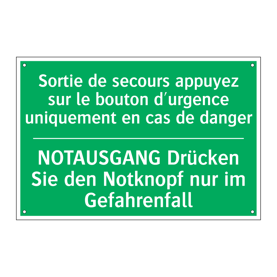 NOTAUSGANG Drücken Sie den Notknopf  /.../ - Sortie de secours appuyez sur  /.../