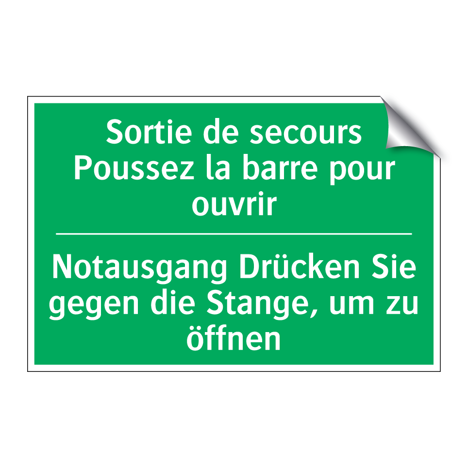 Notausgang Drücken Sie gegen die  /.../ - Sortie de secours Poussez la barre  /.../