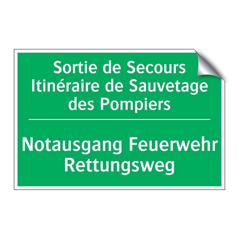 Notausgang Feuerwehr Rettungsweg /.../ - Sortie de Secours Itinéraire de  /.../