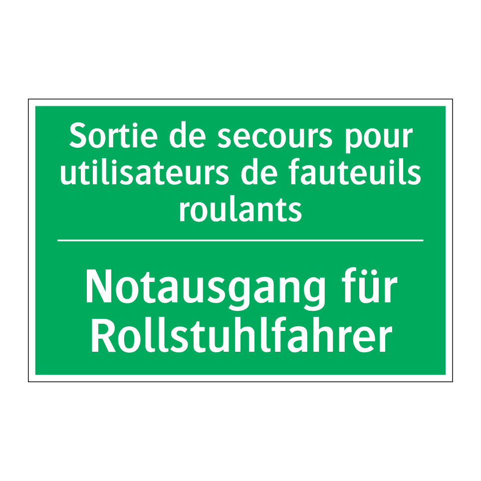 Notausgang für Rollstuhlfahrer - Sortie de secours pour utilisateurs  /.../