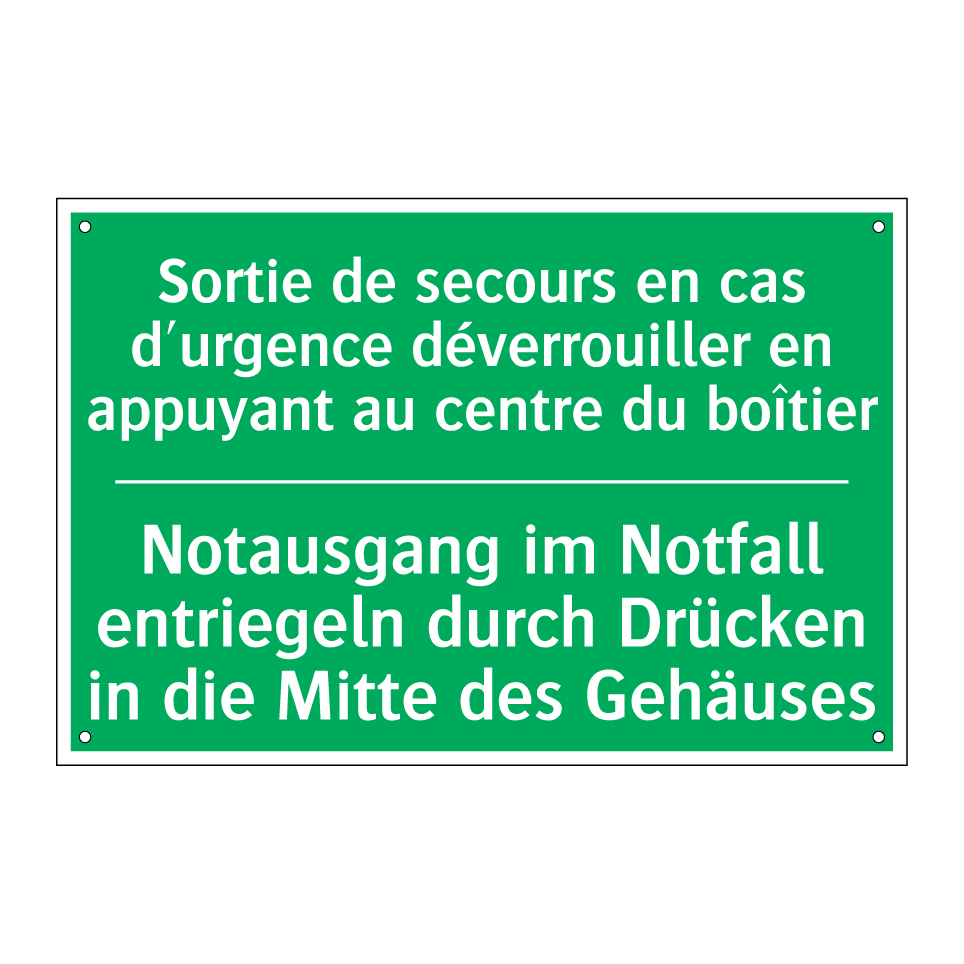 Notausgang im Notfall entriegeln  /.../ - Sortie de secours en cas d'urgence  /.../