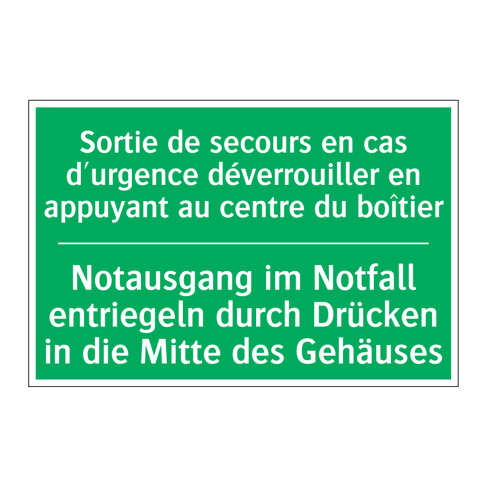 Notausgang im Notfall entriegeln  /.../ - Sortie de secours en cas d'urgence  /.../
