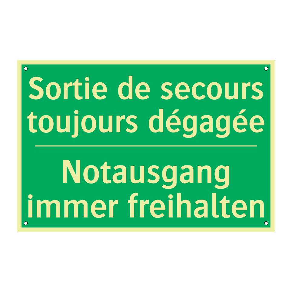Notausgang immer freihalten - Sortie de secours toujours dégagée /.../