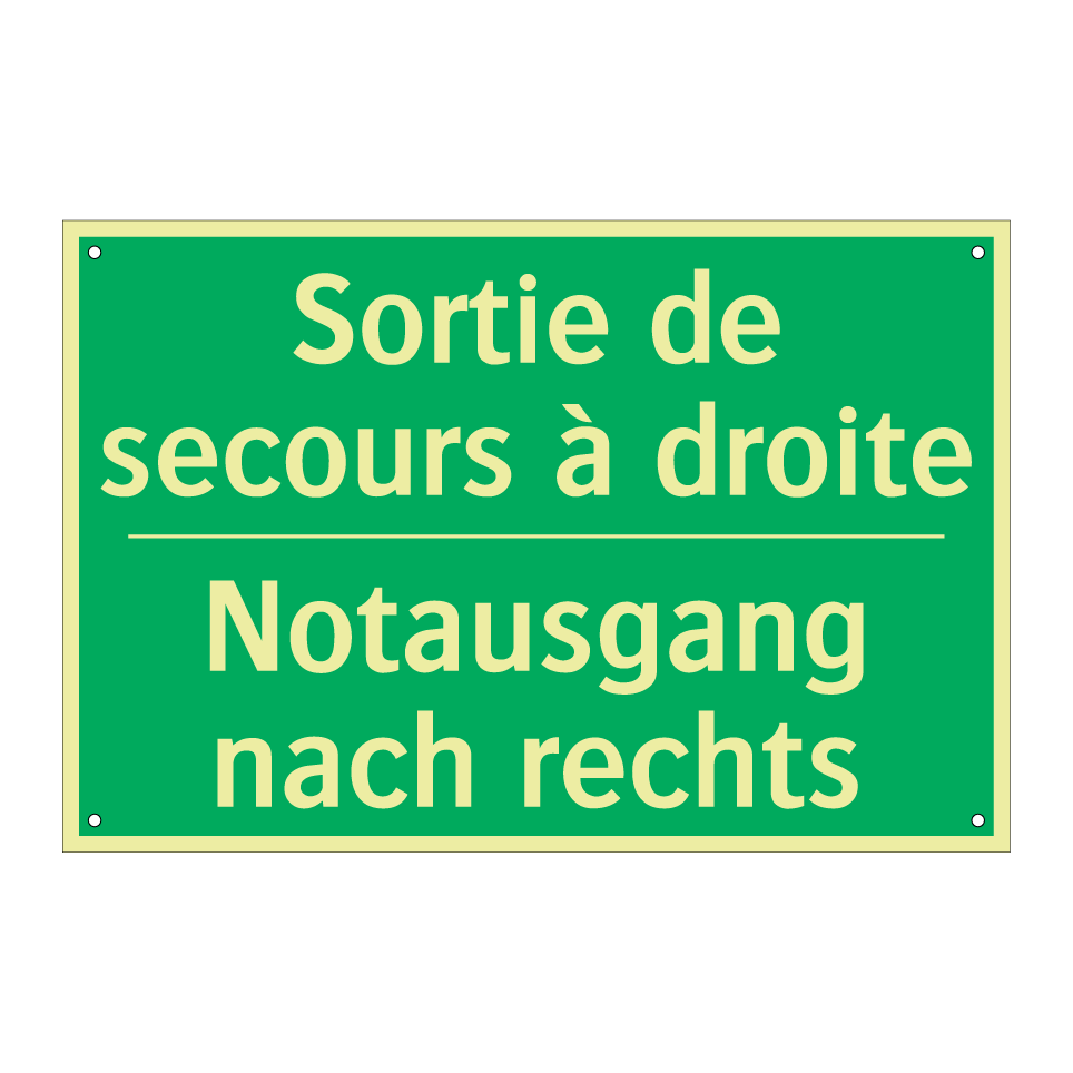 Notausgang nach rechts - Sortie de secours à droite