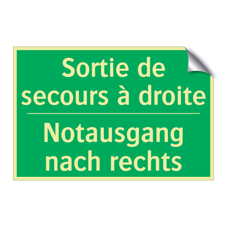 Notausgang nach rechts - Sortie de secours à droite