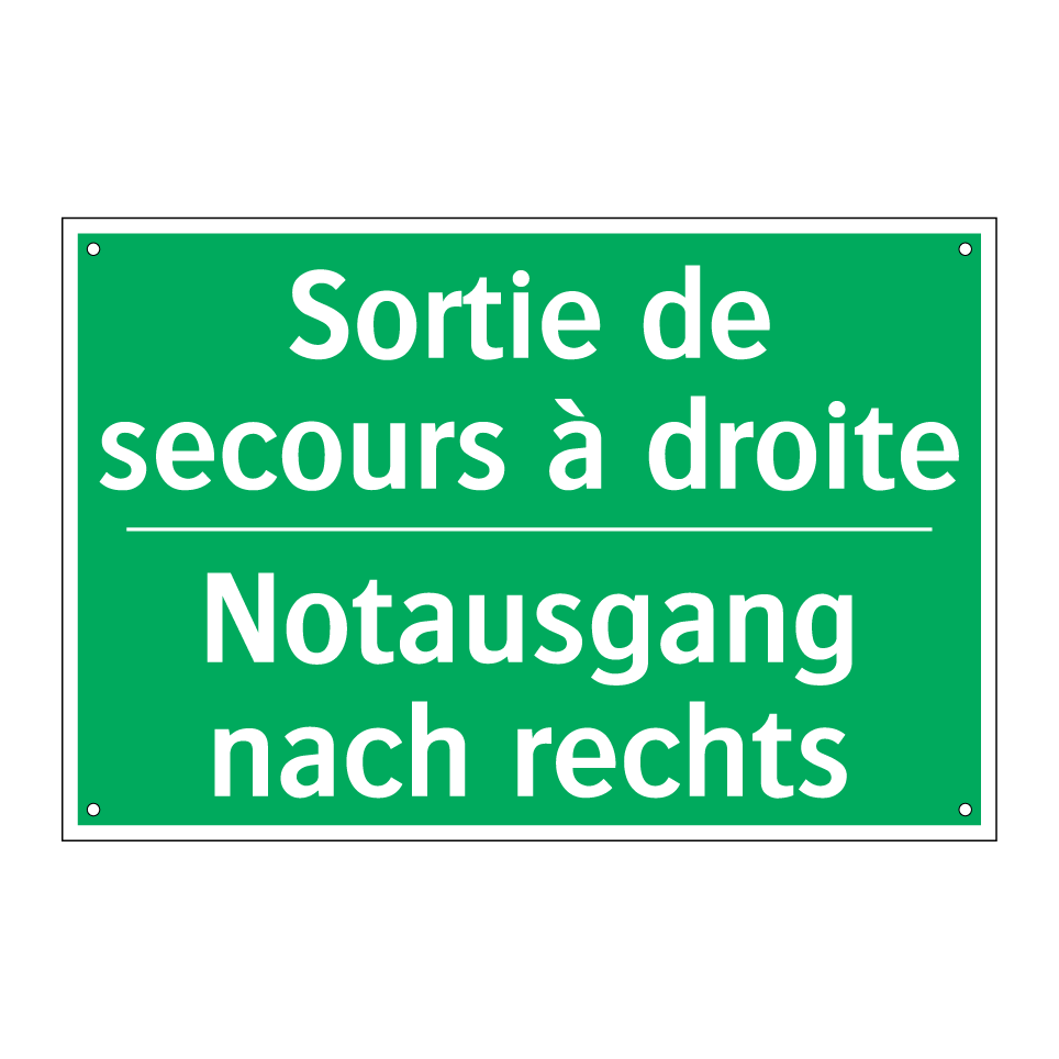 Notausgang nach rechts - Sortie de secours à droite