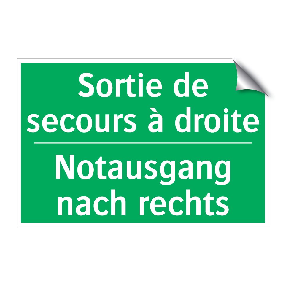 Notausgang nach rechts - Sortie de secours à droite