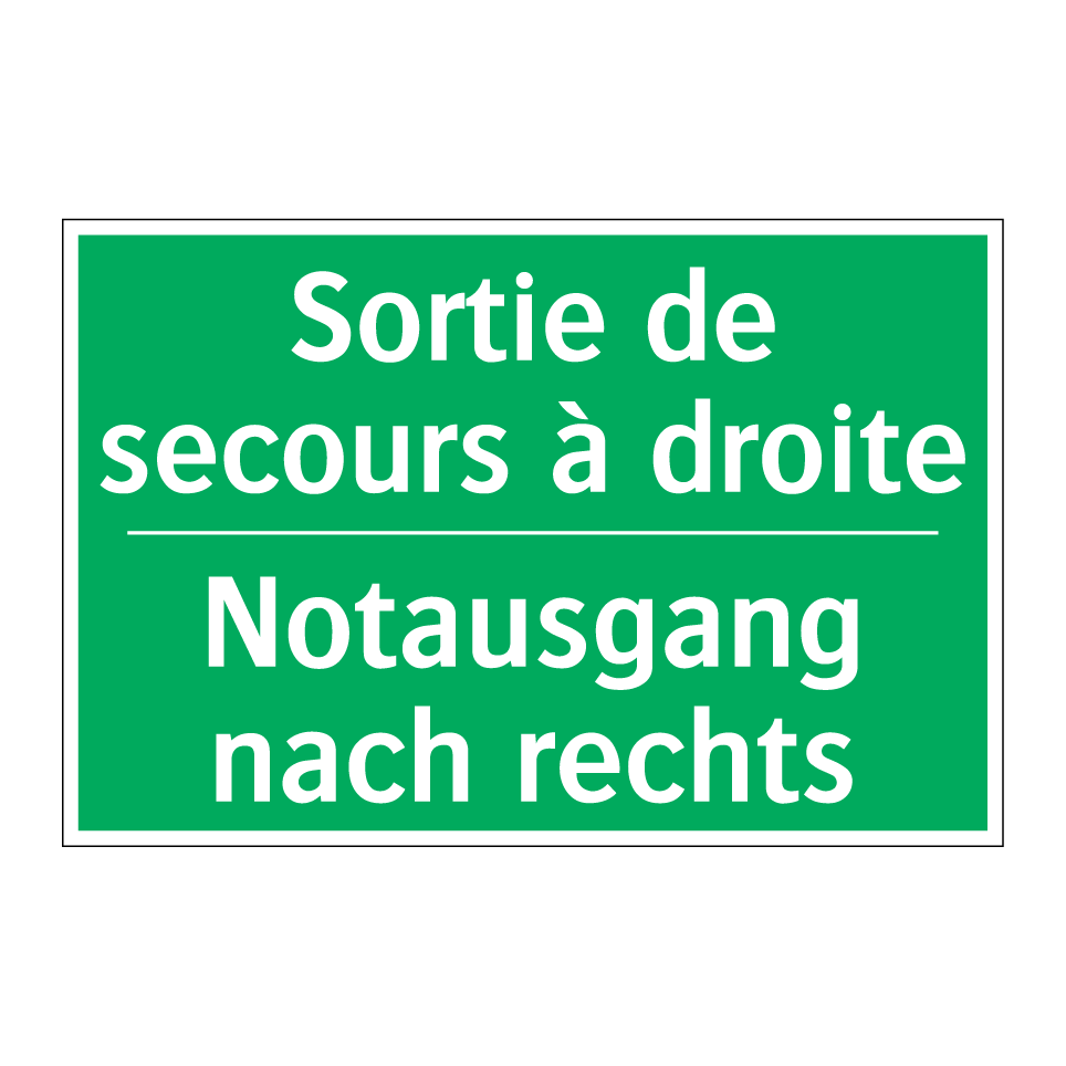 Notausgang nach rechts - Sortie de secours à droite