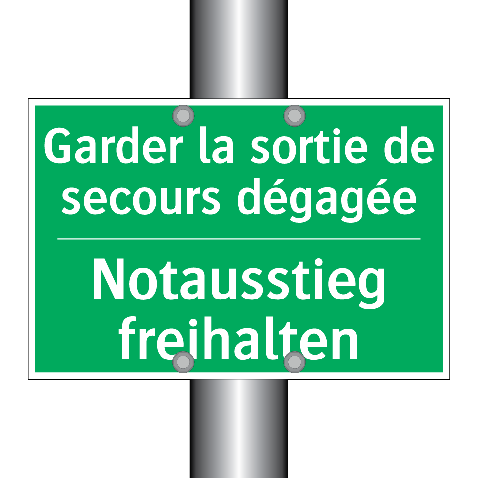 Notausstieg freihalten - Garder la sortie de secours dégagée /.../