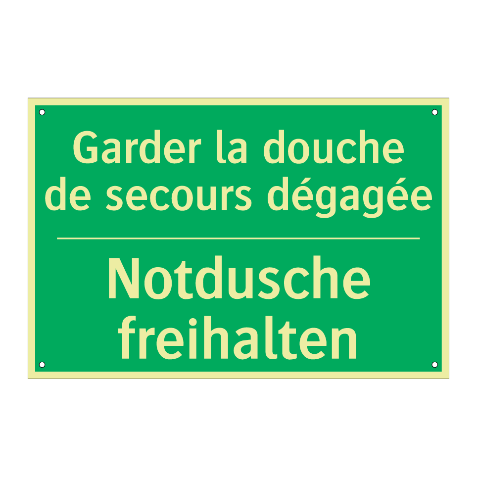 Notdusche freihalten - Garder la douche de secours dégagée /.../