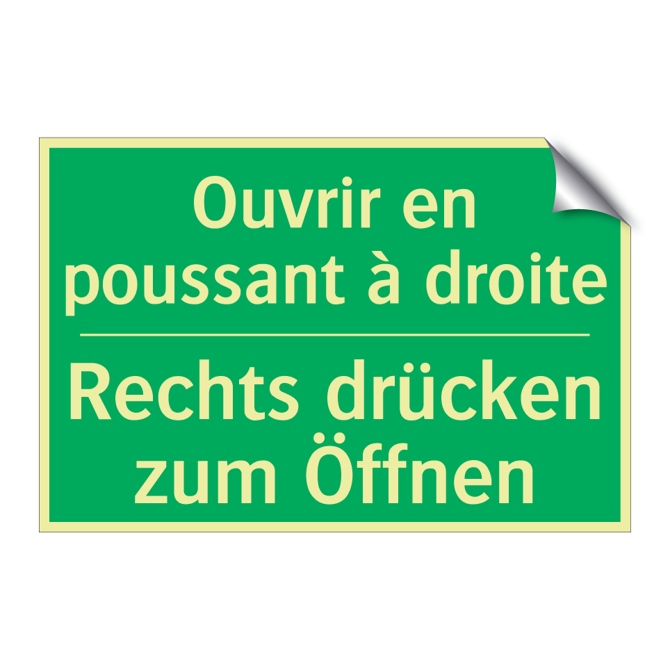 Rechts drücken zum Öffnen - Ouvrir en poussant à droite