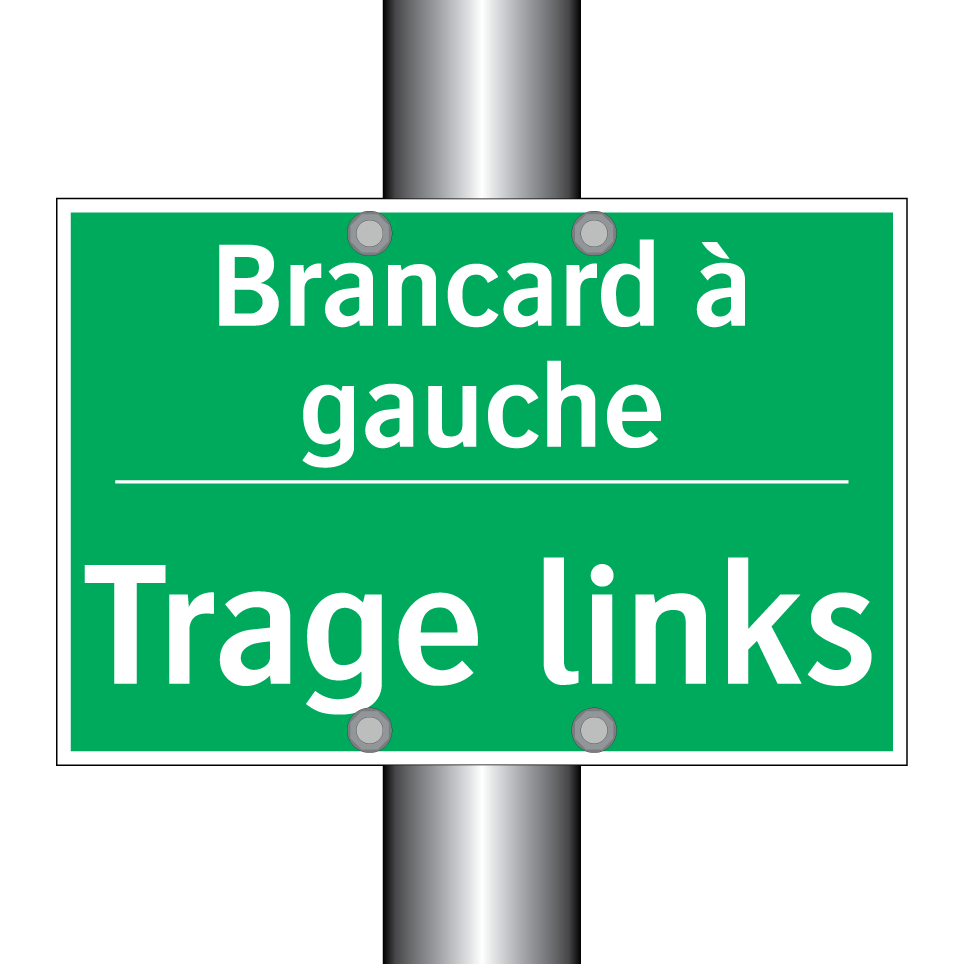 Trage links - Brancard à gauche