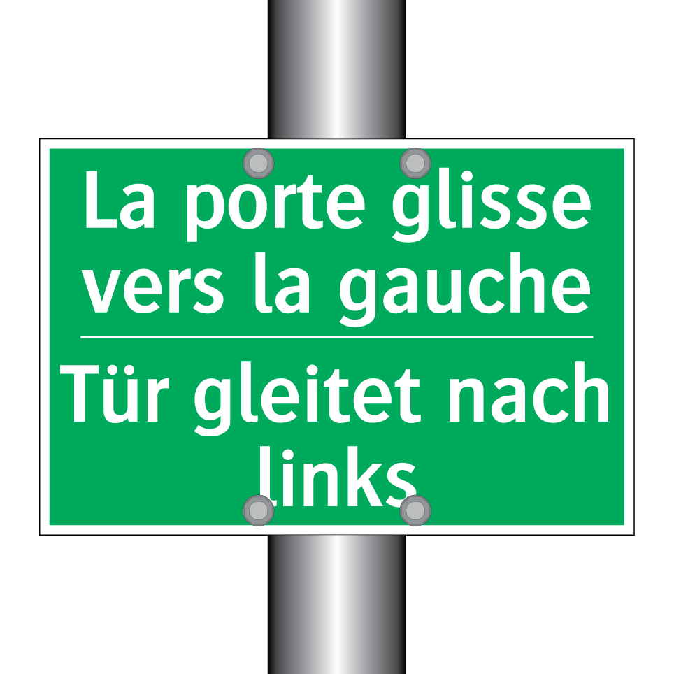 Tür gleitet nach links - La porte glisse vers la gauche