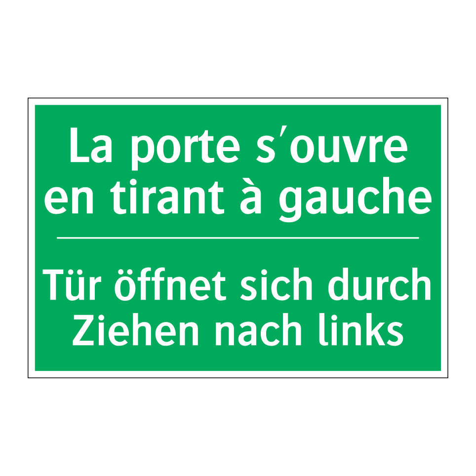 Tür öffnet sich durch Ziehen nach  /.../ - La porte s'ouvre en tirant à gauche /.../