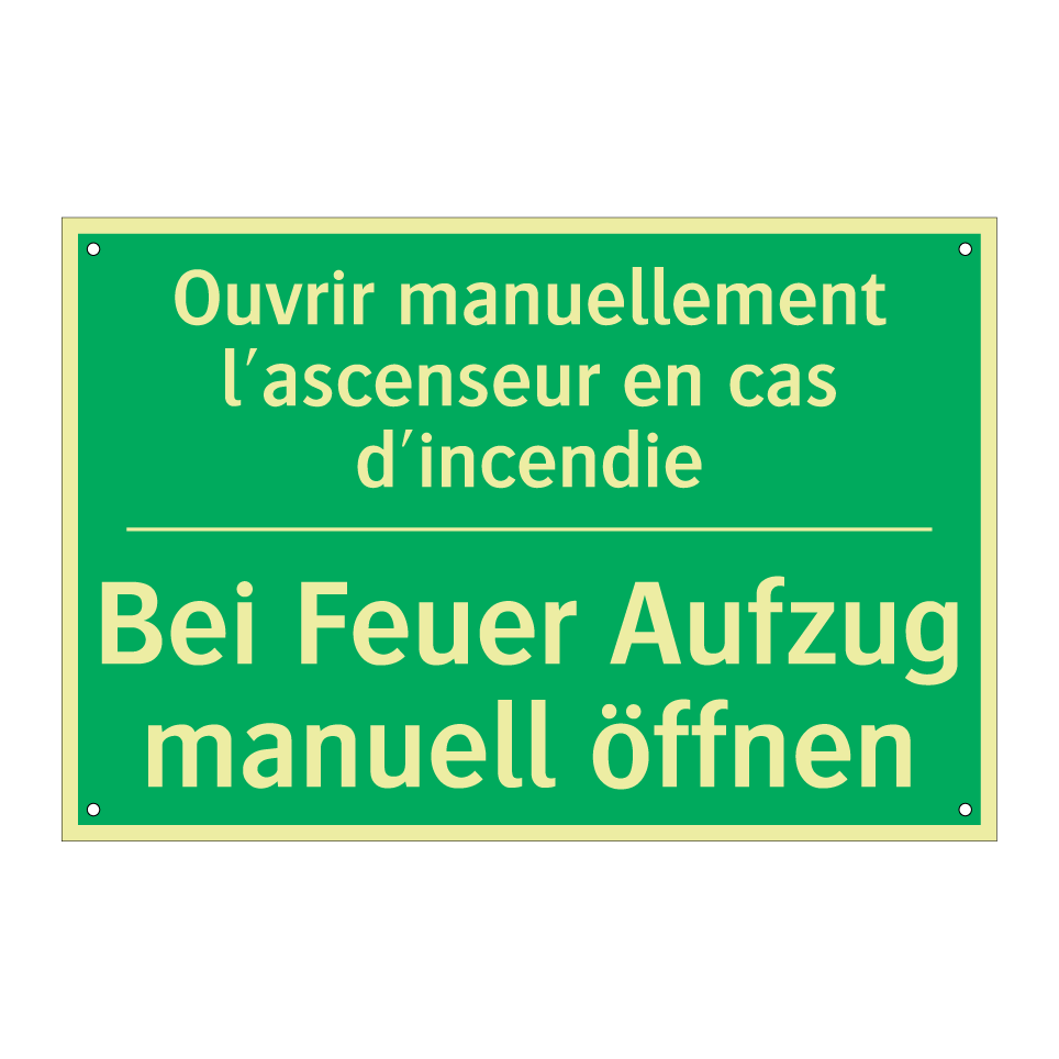 Bei Feuer Aufzug manuell öffnen /.../ - Ouvrir manuellement l'ascenseur  /.../