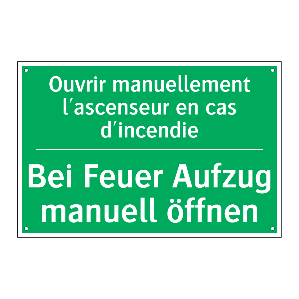 Bei Feuer Aufzug manuell öffnen /.../ - Ouvrir manuellement l'ascenseur  /.../