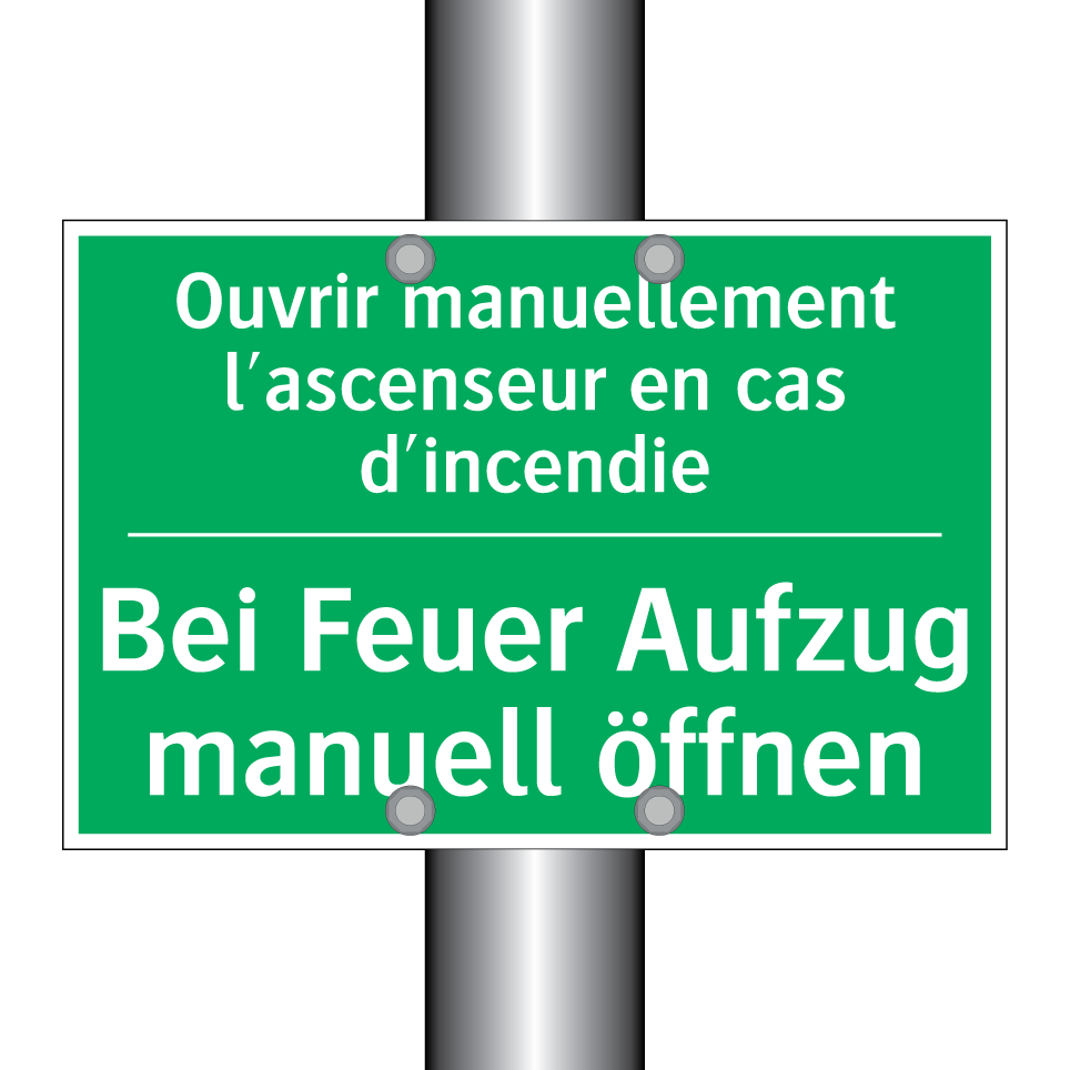 Bei Feuer Aufzug manuell öffnen /.../ - Ouvrir manuellement l'ascenseur  /.../