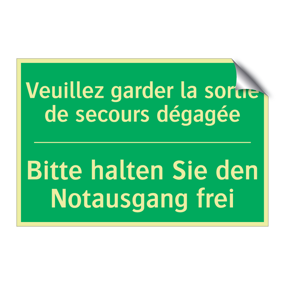 Bitte halten Sie den Notausgang  /.../ - Veuillez garder la sortie de secours  /.../