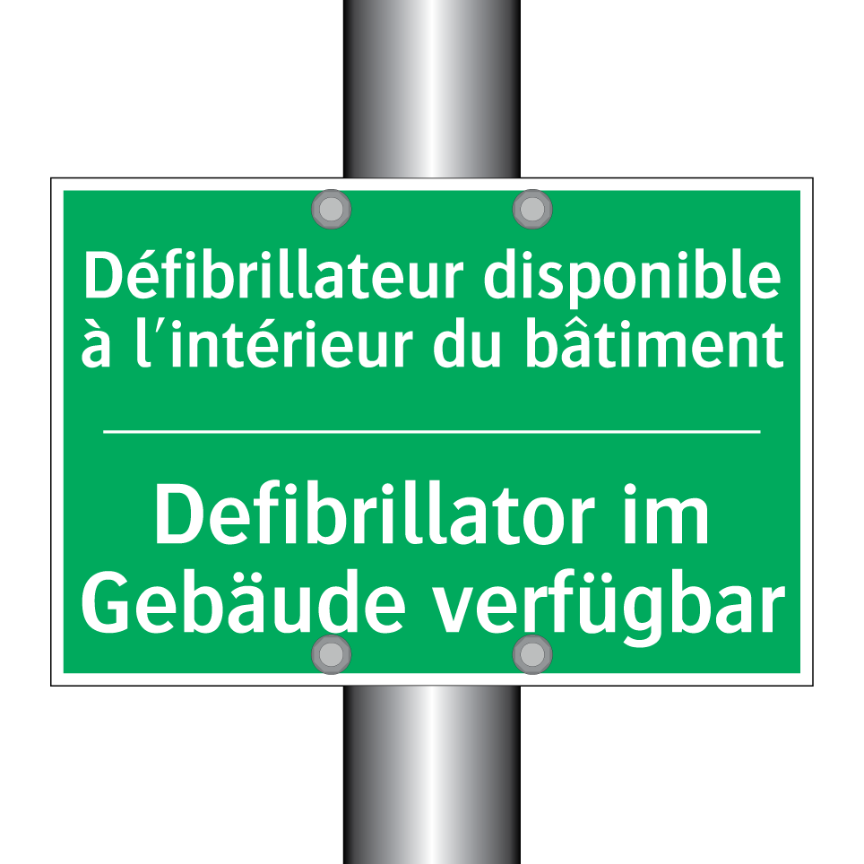 Defibrillator im Gebäude verfügbar /.../ - Défibrillateur disponible à l'intérieur  /.../