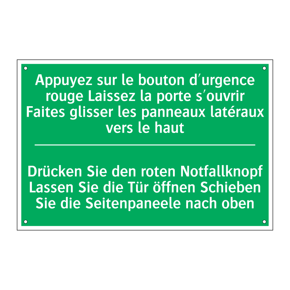 Drücken Sie den roten Notfallknopf  /.../ - Appuyez sur le bouton d'urgence  /.../