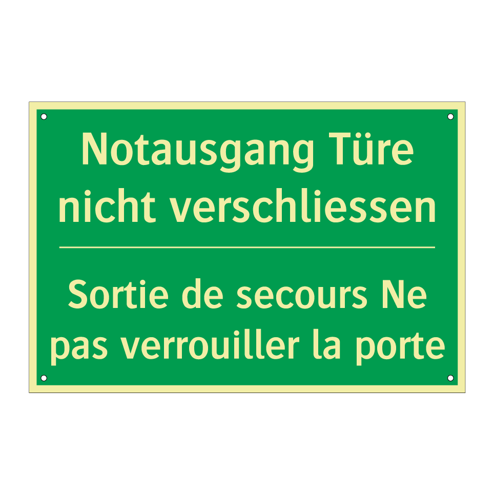 Notausgang Türe nicht verschliessen