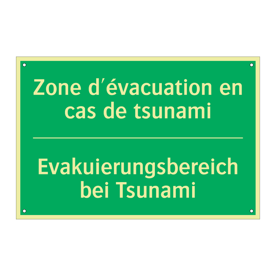 Evakuierungsbereich bei Tsunami /.../ - Zone d'évacuation en cas de tsunami /.../