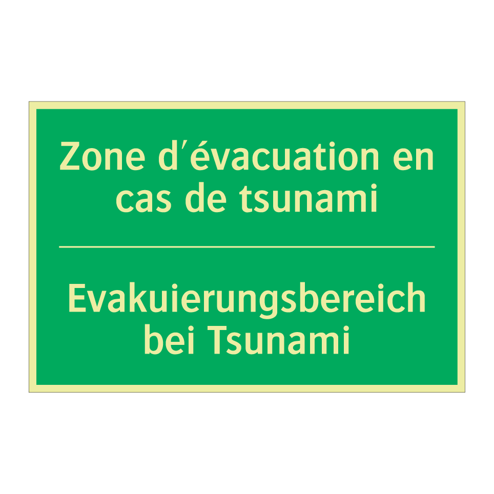 Evakuierungsbereich bei Tsunami /.../ - Zone d'évacuation en cas de tsunami /.../