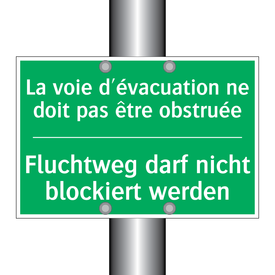 Fluchtweg darf nicht blockiert  /.../ - La voie d'évacuation ne doit pas  /.../