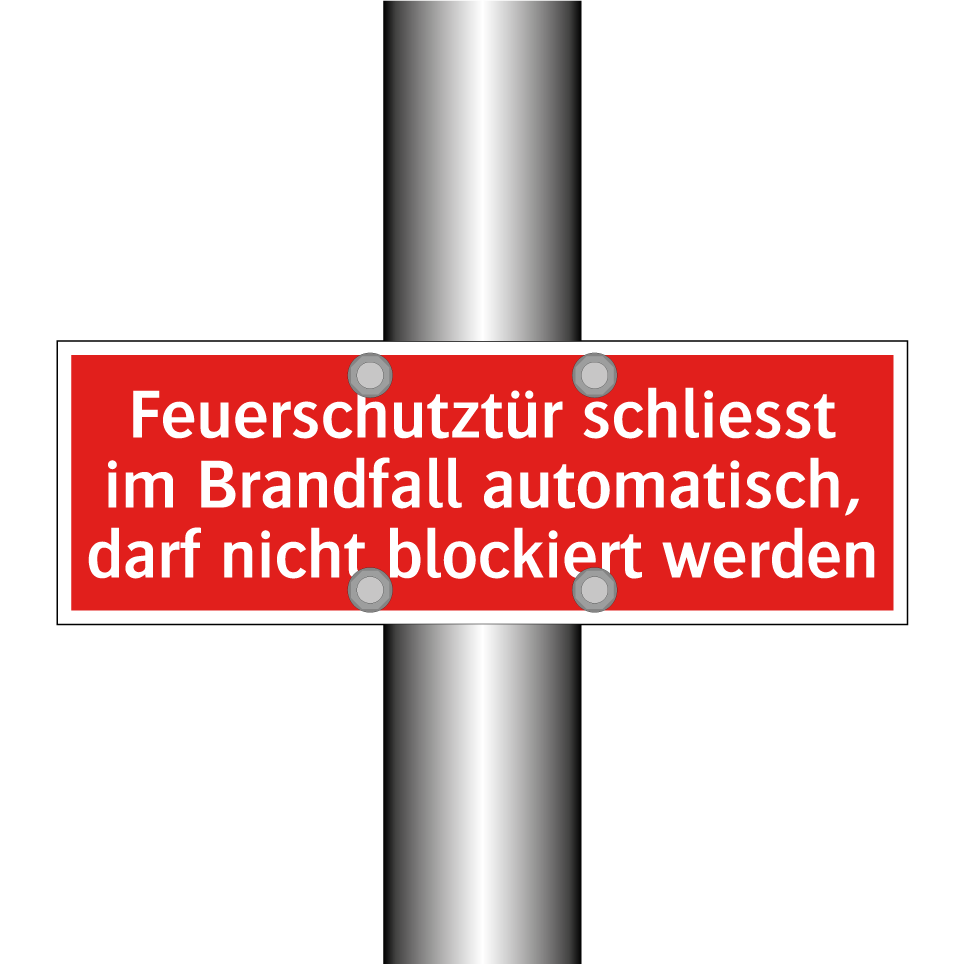 Feuerschutztür schliesst im Brandfall automatisch, darf nicht blockiert werden