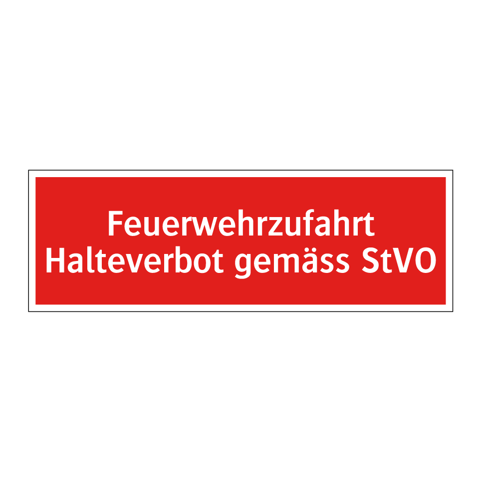 Feuerwehrzufahrt Halteverbot gemäss StVO