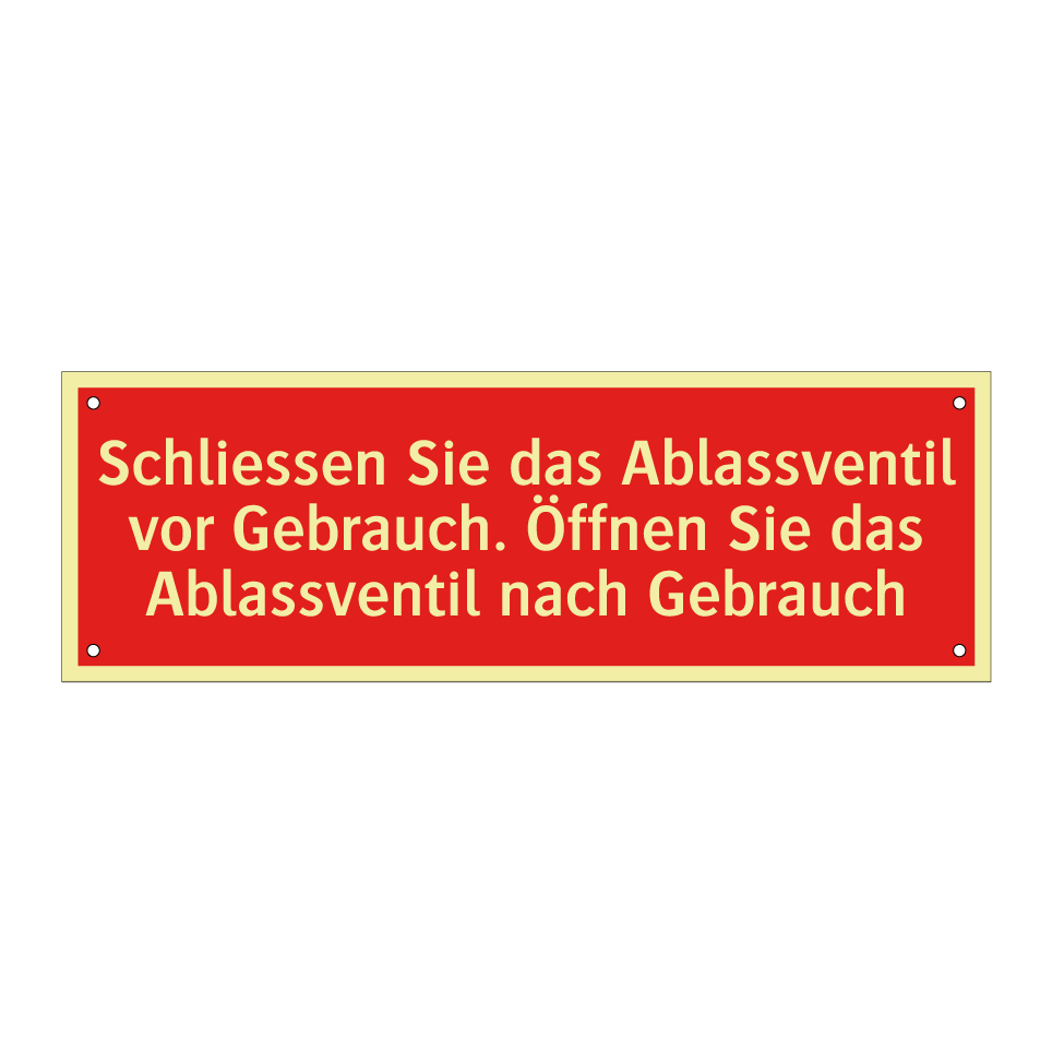 Schliessen Sie das Ablassventil vor Gebrauch. Öffnen Sie das Ablassventil nach Gebrauch