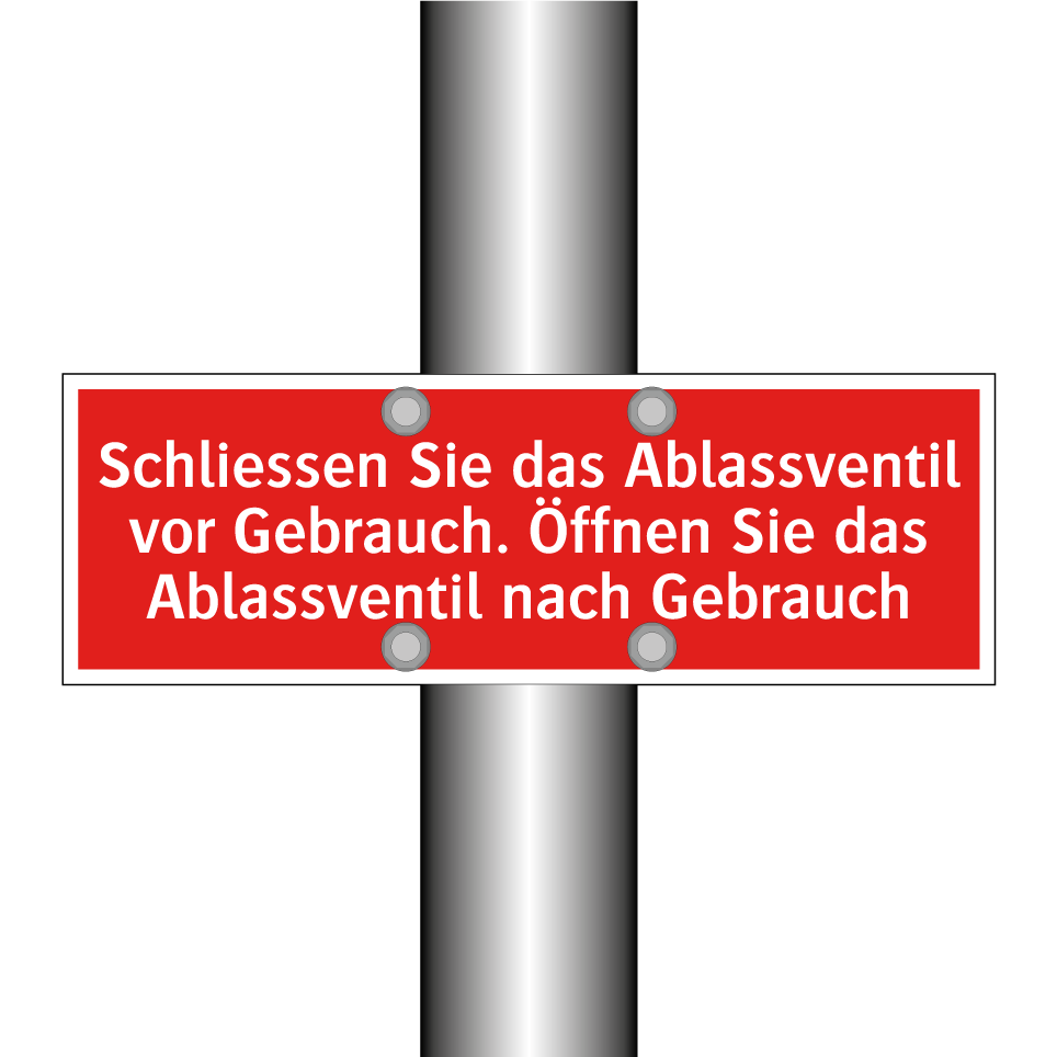 Schliessen Sie das Ablassventil vor Gebrauch. Öffnen Sie das Ablassventil nach Gebrauch