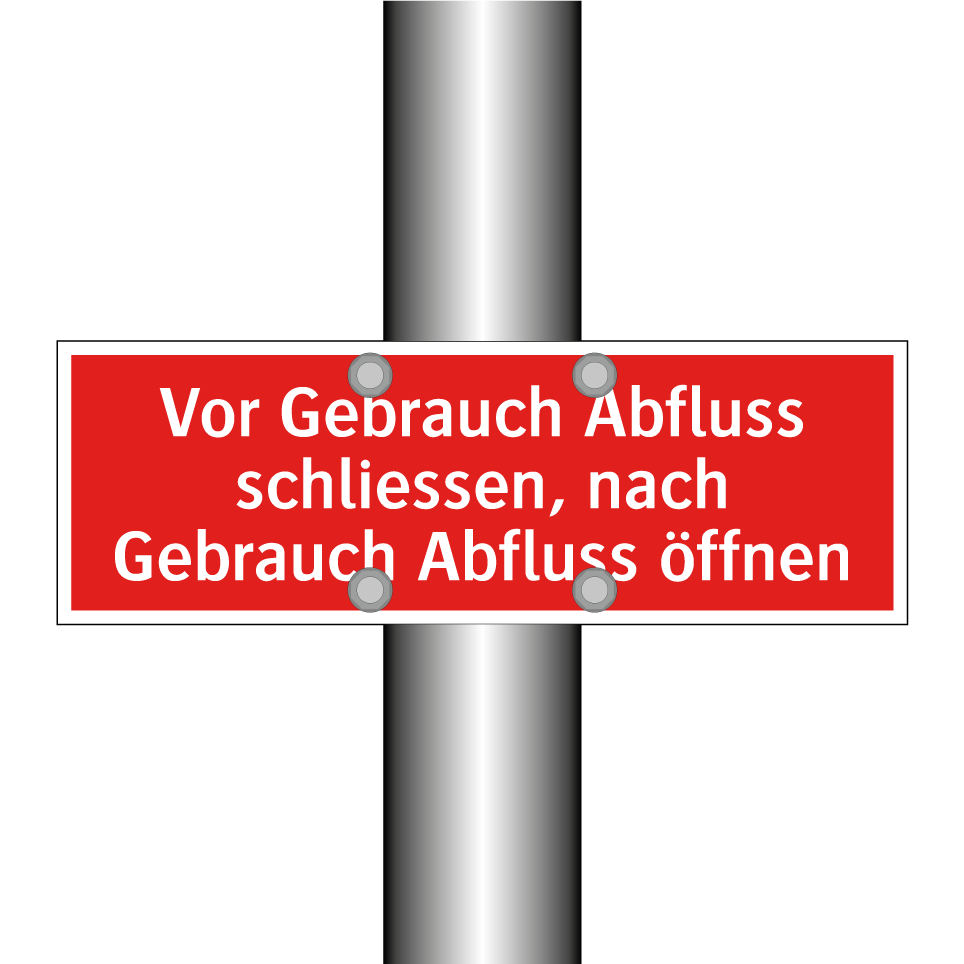 Vor Gebrauch Abfluss schliessen, nach Gebrauch Abfluss öffnen