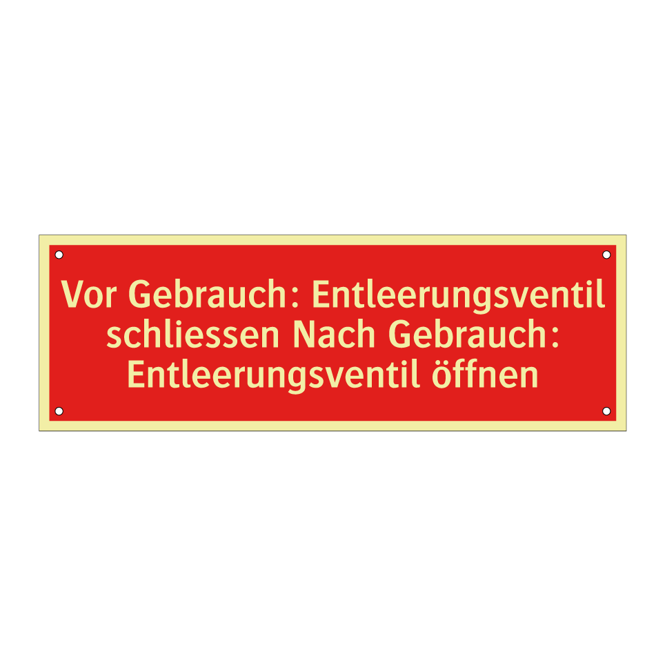 Vor Gebrauch: Entleerungsventil schliessen Nach Gebrauch: Entleerungsventil öffnen