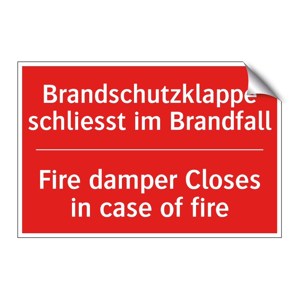 Brandschutzklappe schliesst im  /.../ - Fire damper Closes in case of  /.../