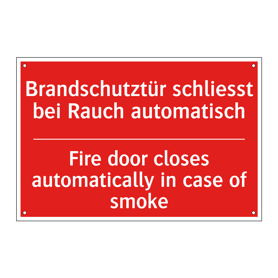 Brandschutztür schliesst bei Rauch  /.../ - Fire door closes automatically  /.../