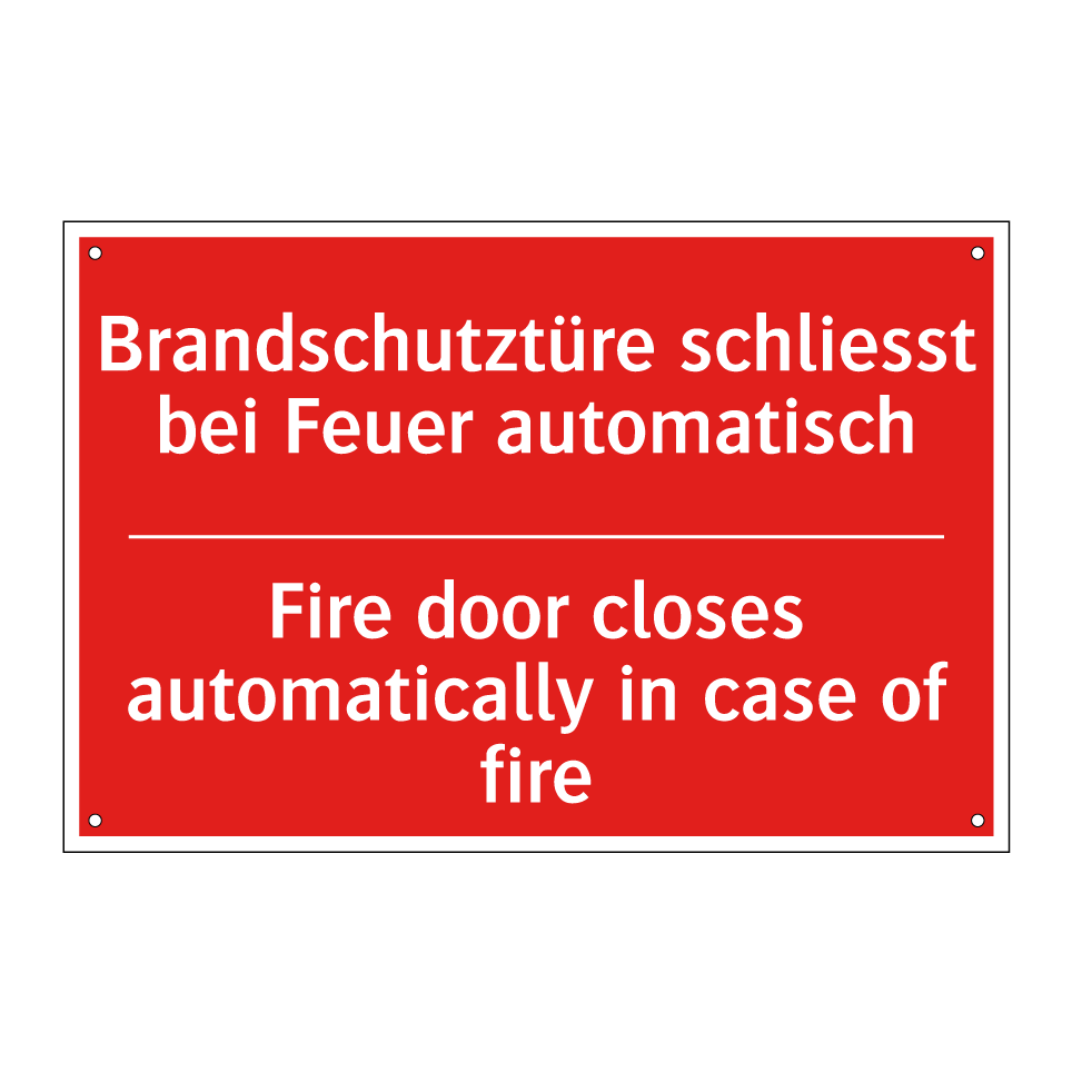 Brandschutztüre schliesst bei  /.../ - Fire door closes automatically  /.../
