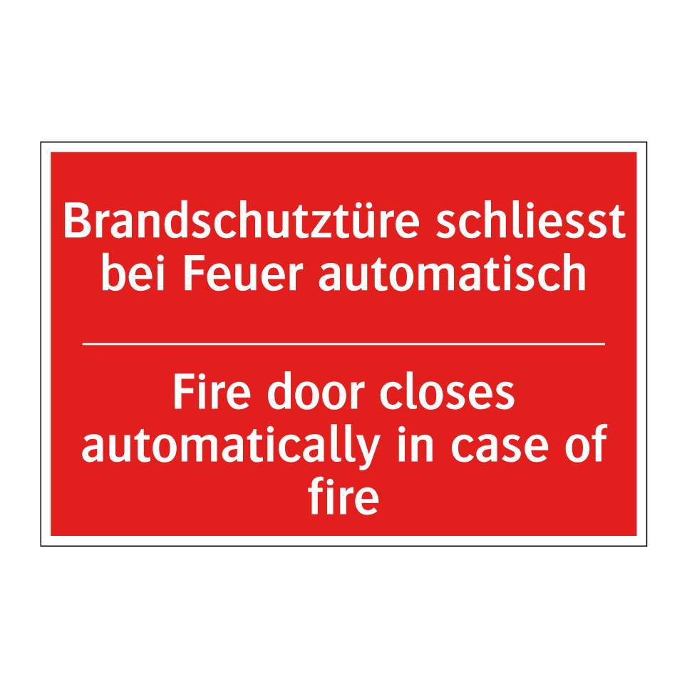 Brandschutztüre schliesst bei  /.../ - Fire door closes automatically  /.../