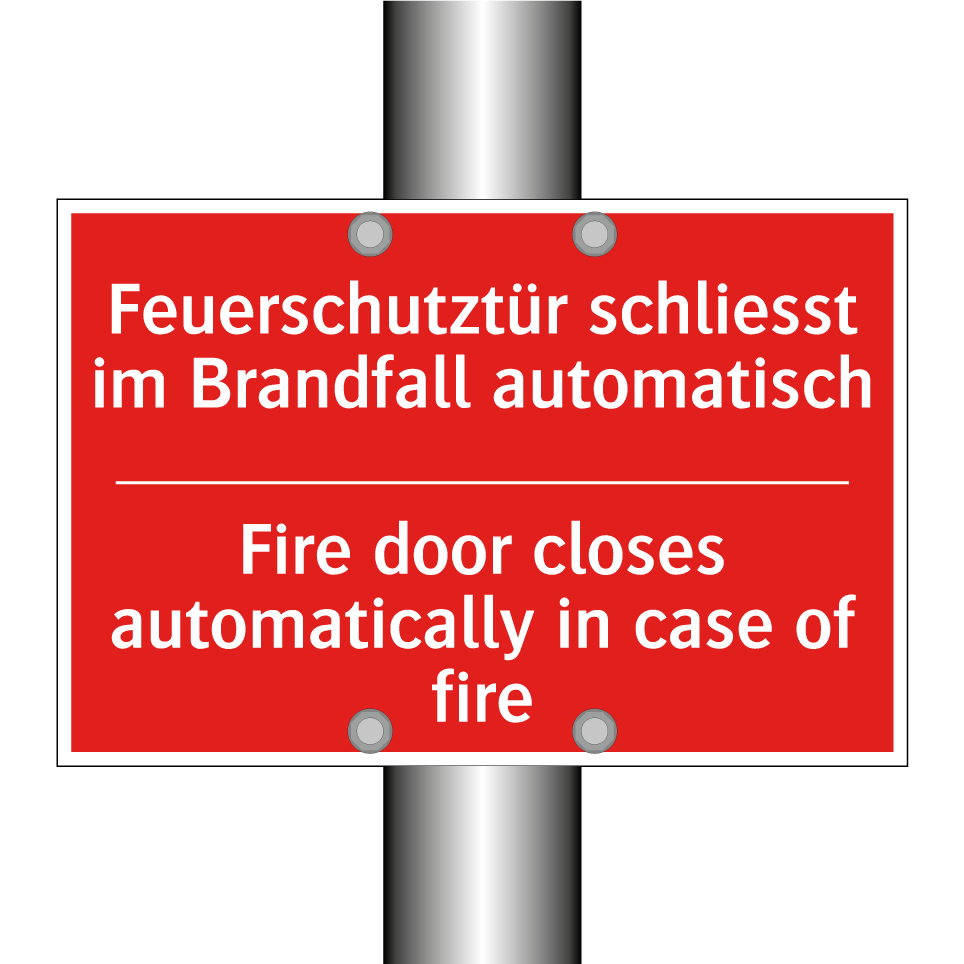 Brandschutztüre schliesst bei  /.../ - Fire door closes automatically  /.../