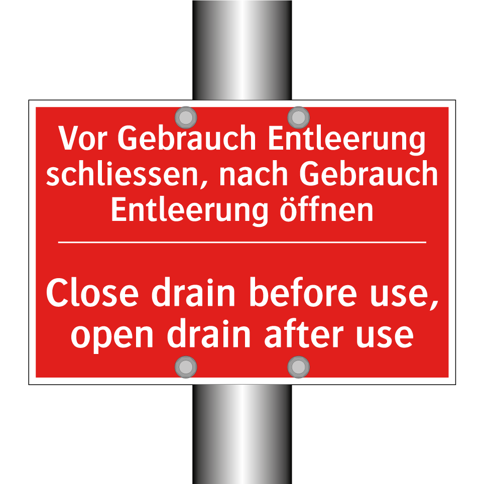 Vor Gebrauch Abfluss schliessen,  /.../ - Close drain before use, open drain  /.../