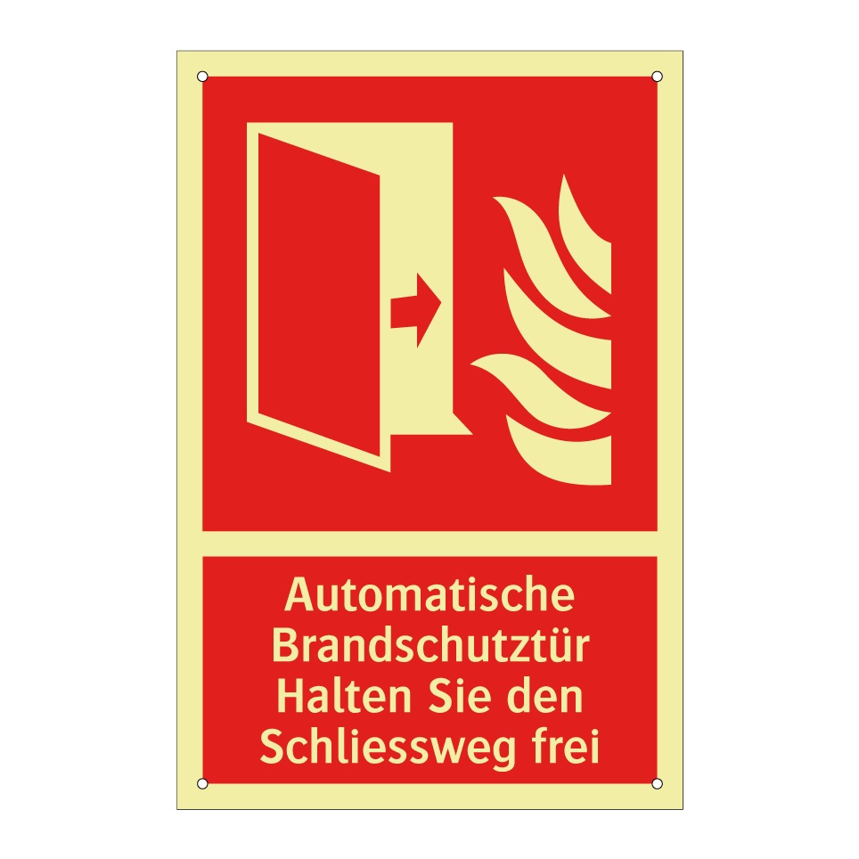 Automatische Brandschutztür Halten Sie den Schliessweg frei