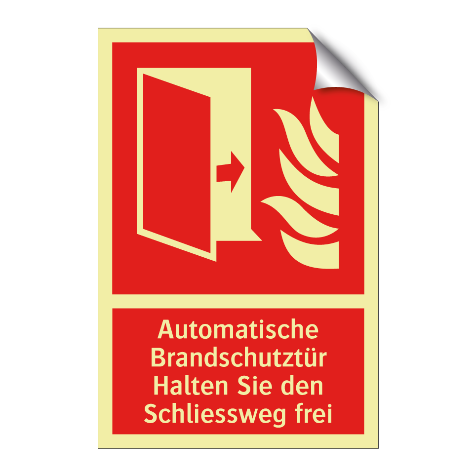 Automatische Brandschutztür Halten Sie den Schliessweg frei