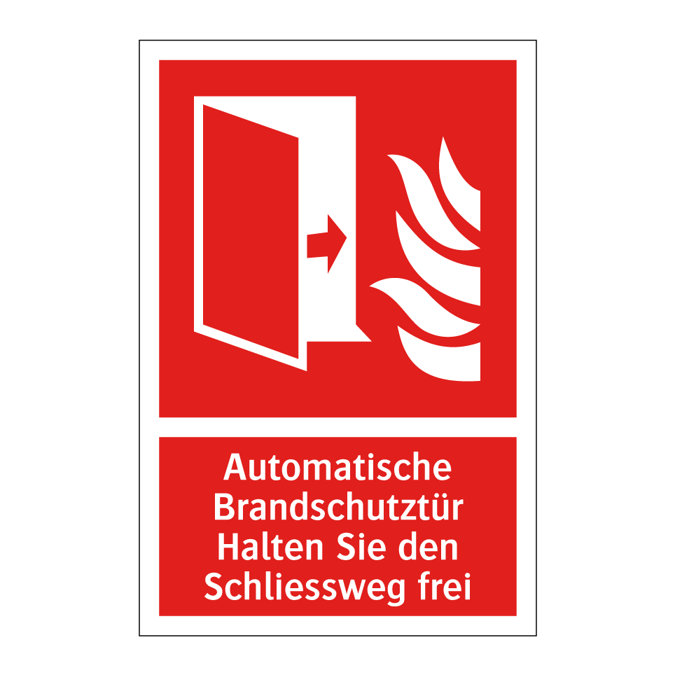 Automatische Brandschutztür Halten Sie den Schliessweg frei