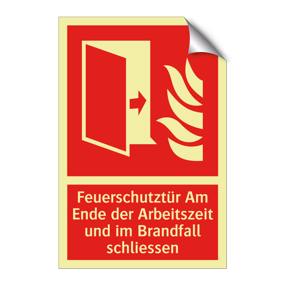 Feuerschutztür Am Ende der Arbeitszeit und im Brandfall schliessen