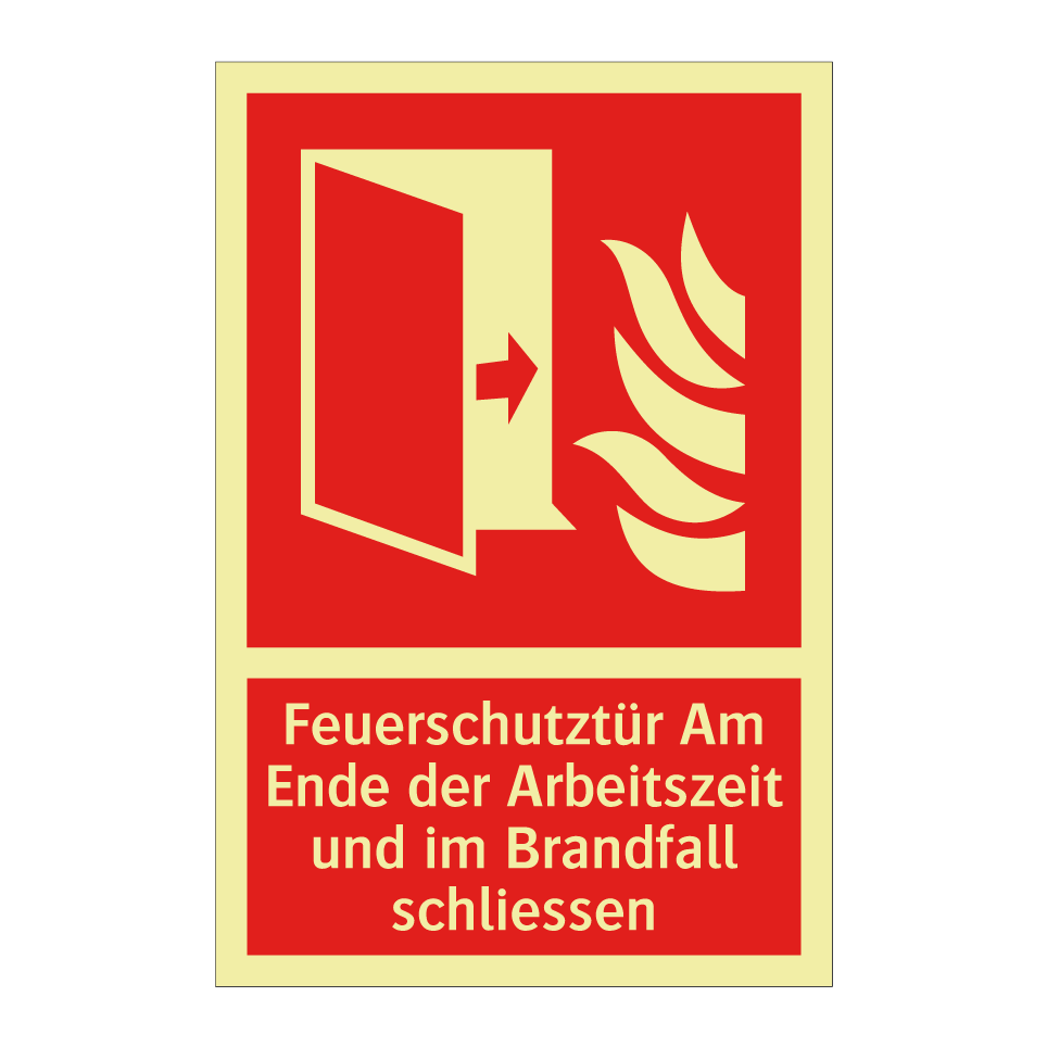 Feuerschutztür Am Ende der Arbeitszeit und im Brandfall schliessen