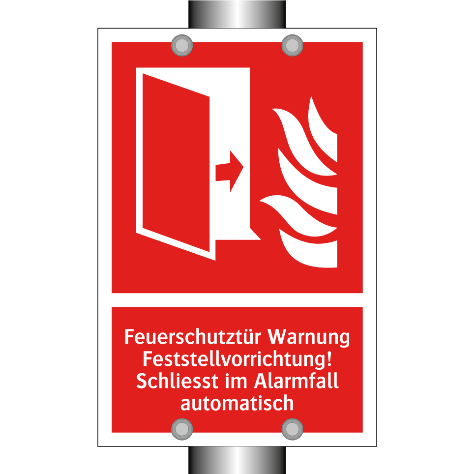 Feuerschutztür Warnung Feststellvorrichtung! Schliesst im Alarmfall automatisch